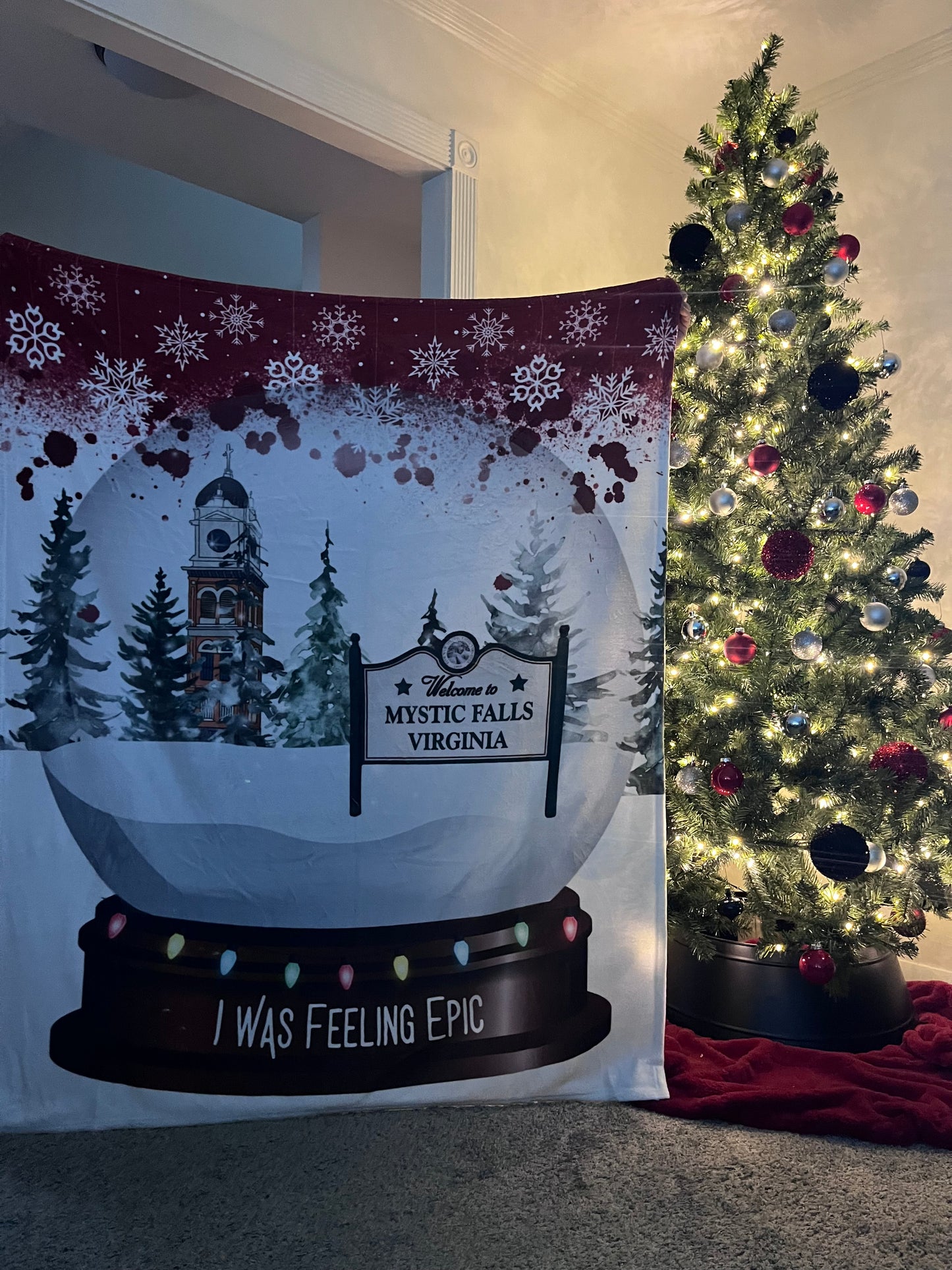 MYSTIC FALLS SNOW GLOBE FLEECE BLANKET